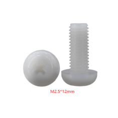 Parafuso Phillips de cabe&ccedil;a pan em nylon branco M2,5 x 12 mm