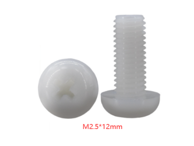 Parafuso Phillips de cabe&ccedil;a pan em nylon branco M2,5 x 12 mm - Imagem 1