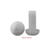 Parafuso de nylon branco M2,5 x 15 mm, cabe&ccedil;a pan Phillips