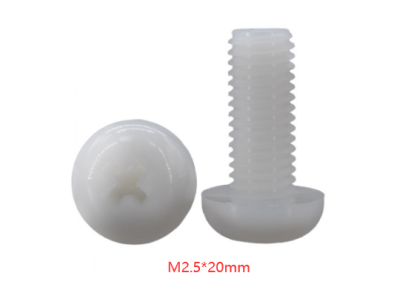 Parafuso de nylon branco M2,5 x 20 mm cabe&ccedil;a pan Phillips - Imagem 1
