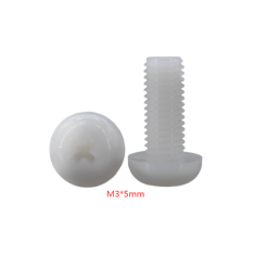 Parafuso M3x5 em nylon branco, cabe&ccedil;a pan Phillips