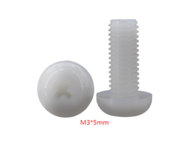 Parafuso M3x5 em nylon branco, cabe&ccedil;a pan Phillips - Imagem 1