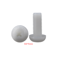 Parafuso M3x5 em nylon branco, cabe&ccedil;a pan Phillips