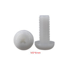 Parafuso M3 x 6 mm cabe&ccedil;a pan Phillips em nylon branco