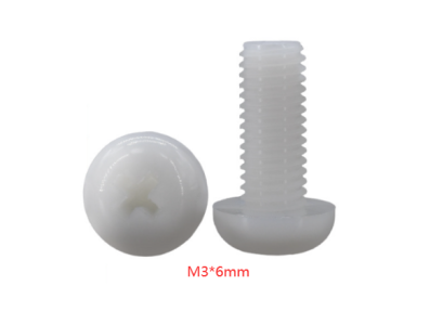 Parafuso M3 x 6 mm cabe&ccedil;a pan Phillips em nylon branco - Imagem 1