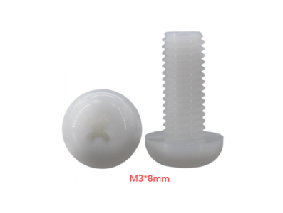 Parafuso Phillips cabe&ccedil;a pan de nylon branco M3 x 8 mm - Imagem 1
