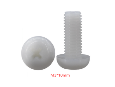 Parafuso de nylon branco M3 x 10 mm cabe&ccedil;a pan Phillips - Imagem 1