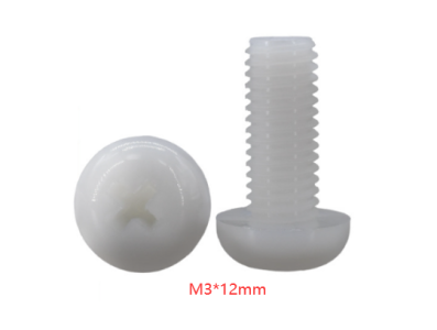 Parafuso de nylon M3 x 12 cabe&ccedil;a panela Phillips branco - Imagem 1
