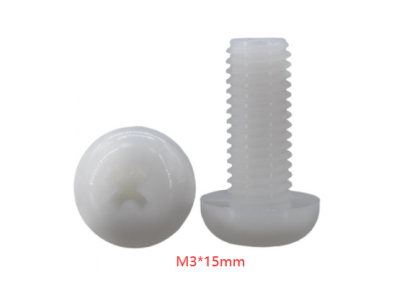 Parafuso de nylon branco M3 x 15 cabe&ccedil;a pan Phillips - Imagem 1