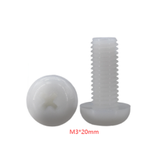 Parafuso de nylon branco M3 x 20 mm, cabe&ccedil;a pan Phillips