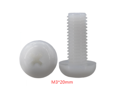 Parafuso de nylon branco M3 x 20 mm, cabe&ccedil;a pan Phillips - Imagem 1