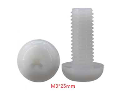 Parafuso de nylon branco M3x25 cabe&ccedil;a pan Phillips - Imagem 1