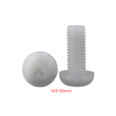 Parafuso Phillips cabe&ccedil;a Pan M3 x 30 mm em nylon branco