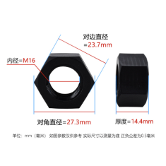Porca de Nylon Hexagonal M16 Preta