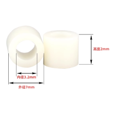 Espa&ccedil;ador isolante redondo M3 em ABS 7&times;3&times;2 mm, pacote com 1000 unidades