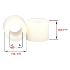 Espa&ccedil;ador isolante cil&iacute;ndrico ABS M3 7x3x8 mm, saco com 1000 unidades