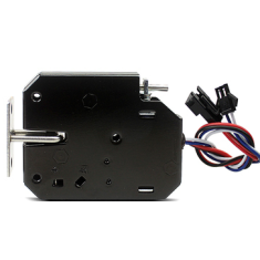 Fechadura eletromagn&eacute;tica compacta XG-07C preta DC 12V 2A 4 fios com feedback