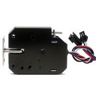 Fechadura eletromagn&eacute;tica compacta XG-07C preta DC 12V 2A 4 fios com feedback