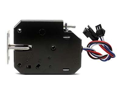 Fechadura eletromagn&eacute;tica XG-07C preta, 24 V DC 1 A, para locker pequeno, 4 fios com feedback - Imagem 1