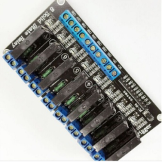 M&oacute;dulo rel&eacute; de estado s&oacute;lido (SSR) 8 canais 5V acionamento n&iacute;vel baixo com fus&iacute;vel 250V 2A