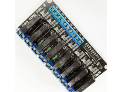 M&oacute;dulo rel&eacute; de estado s&oacute;lido (SSR) 8 canais 5V acionamento n&iacute;vel baixo com fus&iacute;vel 250V 2A - Imagem 1