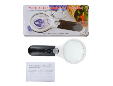 Lupa de bolso 6902A 3x/45x com 3 LEDs - Imagem 1