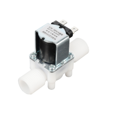 V&aacute;lvula solenoide el&eacute;trica pl&aacute;stica AC 110V N/C (normalmente fechada) rosca macho G1/2 com interruptor de fluxo 0,02~0,8 MPa