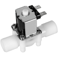 V&aacute;lvula solen&oacute;ide pl&aacute;stica 24V DC N/O rosca macho G1/2 para entrada de &aacute;gua/ar com interruptor de fluxo 0,02 a 0,8 MPa