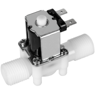 V&aacute;lvula solen&oacute;ide pl&aacute;stica 24V DC N/O rosca macho G1/2 para entrada de &aacute;gua/ar com interruptor de fluxo 0,02 a 0,8 MPa