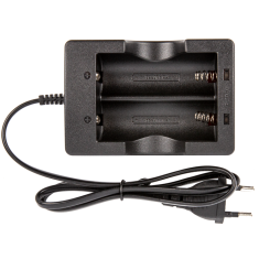 Carregador duplo com plugue EU para baterias recarreg&aacute;veis Li-Ion 18650/26650