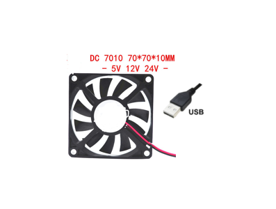 Ventilador 7010 5V DC com rolamento de esferas duplo e cabo USB 1 m - Imagem 1
