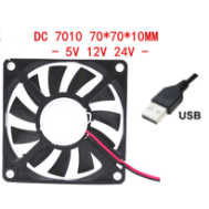Ventilador 7010 5V DC com rolamento de esferas duplo e cabo USB 1 m