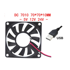 Ventoinha de refrigera&ccedil;&atilde;o 7010 12V DC com rolamento de esferas duplo e cabo USB 1 m