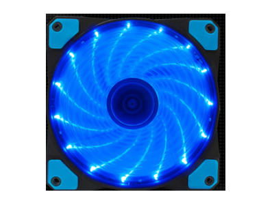 Ventoinha de exaust&atilde;o azul modelo 12025 DC12V silenciosa com dupla abertura e 15 LEDs - Imagem 1