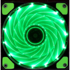 Ventoinha de exaust&atilde;o 12025 DC12V verde silenciosa com 15 LEDs e dupla abertura