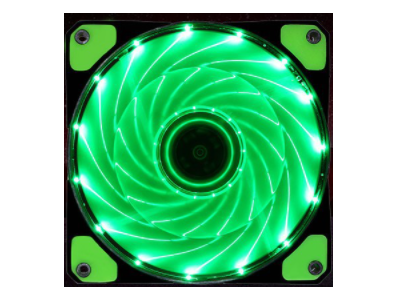 Ventoinha de exaust&atilde;o 12025 DC12V verde silenciosa com 15 LEDs e dupla abertura - Imagem 1