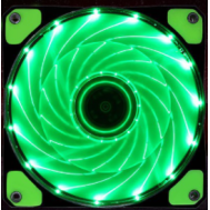 Ventoinha de exaust&atilde;o 12025 DC12V verde silenciosa com 15 LEDs e dupla abertura