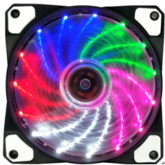 Ventilador 12025 DC12V silencioso com LED colorido de 15 luzes e dupla abertura