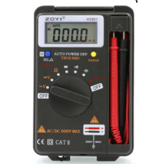 Mult&iacute;metro digital de bolso ZOYI-VC921, testador de bateria, volt&iacute;metro RMS, 4000 contagens