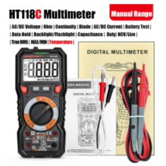 Mult&iacute;metro Digital HT118C, sele&ccedil;&atilde;o manual de faixa, NCV (detec&ccedil;&atilde;o sem contato), True RMS, AC/DC, 6000 contagens, alta precis&atilde;o