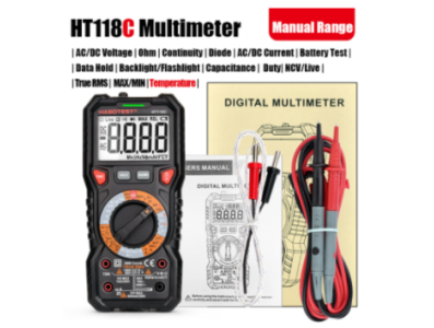Mult&iacute;metro Digital HT118C, sele&ccedil;&atilde;o manual de faixa, NCV (detec&ccedil;&atilde;o sem contato), True RMS, AC/DC, 6000 contagens, alta precis&atilde;o - Imagem 1