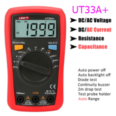 UNI-T UT33A+ Mult&iacute;metro Digital com Fun&ccedil;&atilde;o de Teste de Capacit&acirc;ncia 2MF e Faixa Autom&aacute;tica