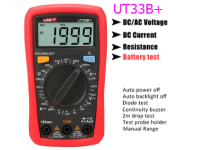 Mult&iacute;metro digital UNI-T UT33B+ com sele&ccedil;&atilde;o manual de faixa e fun&ccedil;&atilde;o de teste de bateria - Imagem 1