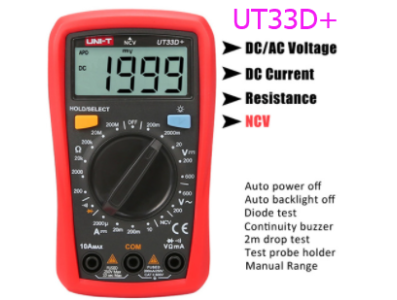 Mult&iacute;metro Digital UNI-T UT33D+ com Detec&ccedil;&atilde;o NCV e Faixa Manual - Imagem 1