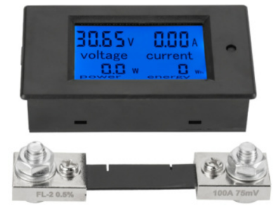 PZEM-051 M&oacute;dulo Medidor Digital de Tens&atilde;o, Corrente e Pot&ecirc;ncia DC 8-100V 50A com Desviador 50A - Imagem 1