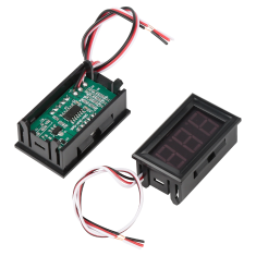 Volt&iacute;metro digital DC 0 a 100 V, 3 fios, 0,56'' vermelho e azul