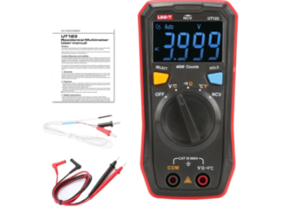 UNI-T UT123 Mult&iacute;metro Digital Port&aacute;til de Bolso, Tens&atilde;o AC/DC, Resist&ecirc;ncia, Temperatura e Fun&ccedil;&atilde;o NCV - Imagem 1