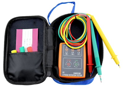 SM852B Testador de Rota&ccedil;&atilde;o e Sequ&ecirc;ncia de Fase 3 fases 60V~600V AC, Indicador Digital com LED e Buzzer - Imagem 1
