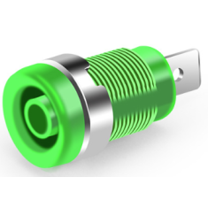 Soquete banana Tipo A 4 mm verde, 1 kV m&aacute;x., 32 A m&aacute;x., 12 mm