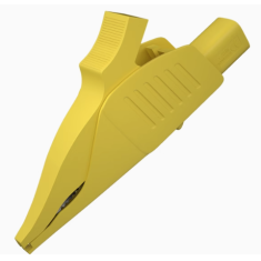 Clip jacar&eacute; com pino banana 4 mm, amarelo, CE, CAT III 1000 V, m&aacute;x. 32 A, seguran&ccedil;a e alta confiabilidade